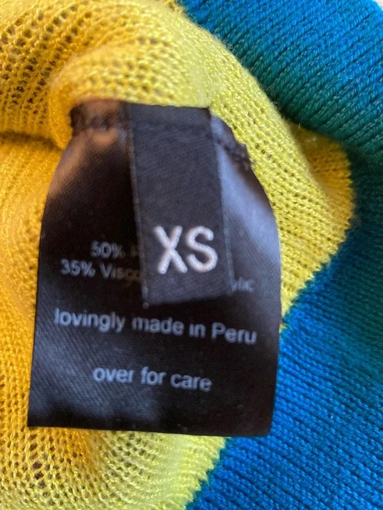 Rachel Comey Colorblock Textured Knit Crop Top - Teal, Burgundy, Yellow - Picture 3 of 6